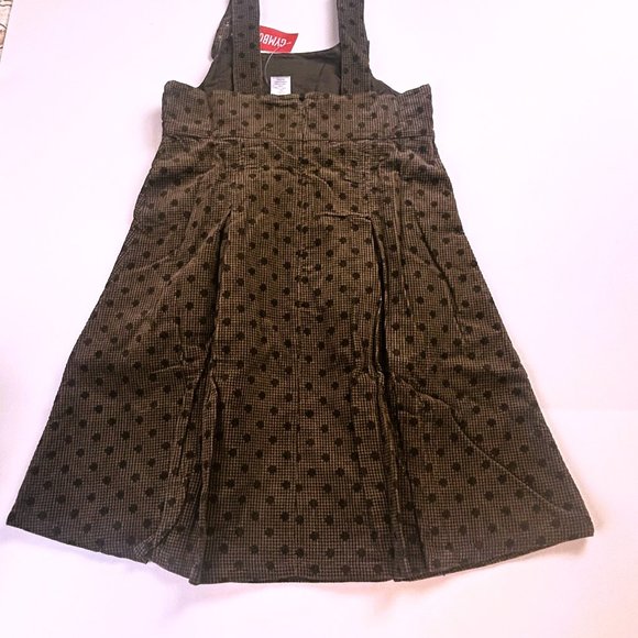 NWT Gymboree Girl Dot Corduroy Jumper Dress & Button Corduroy Pageboy Hat 10 - Picture 3 of 4